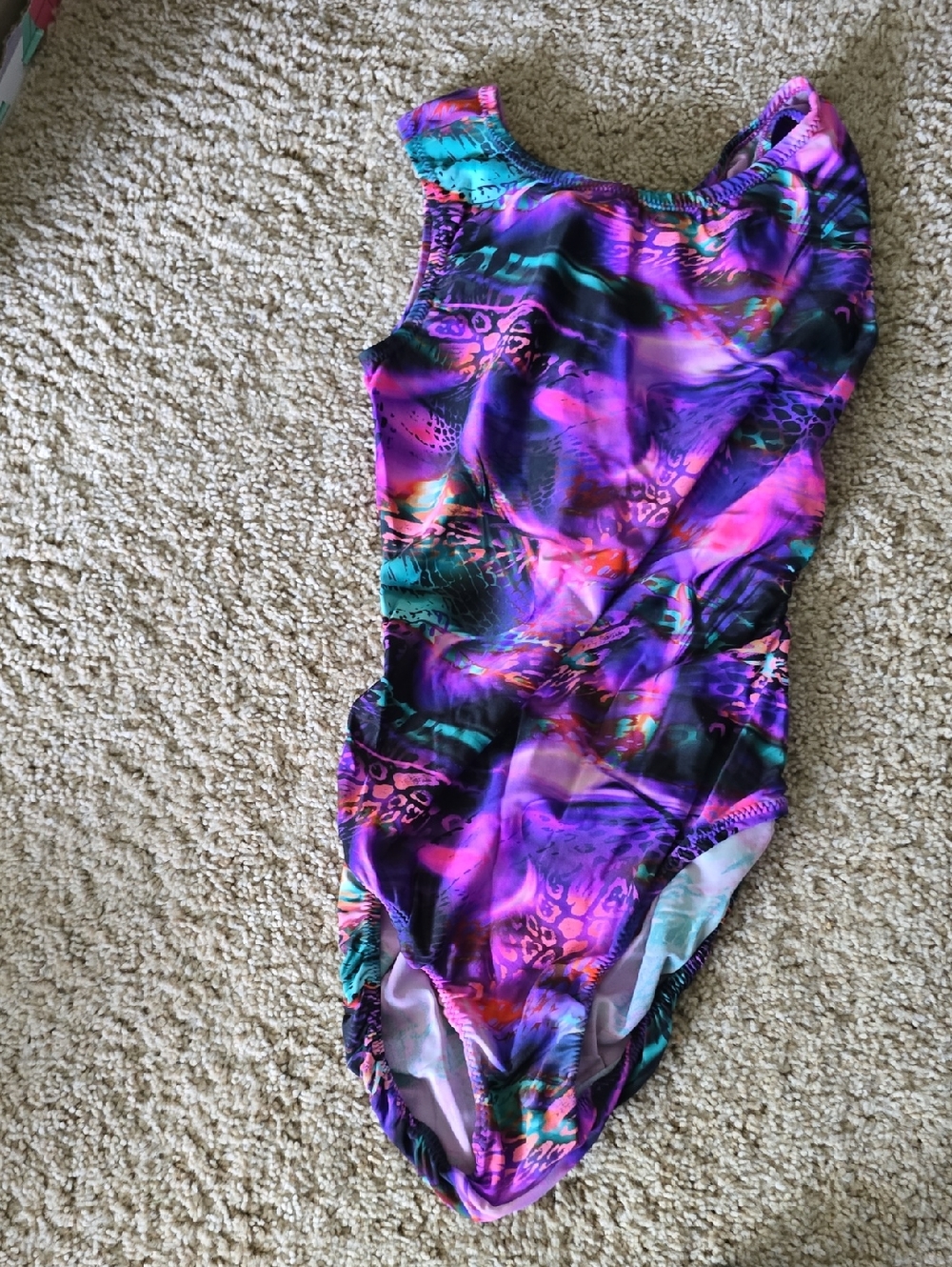 Foxy size adult medium Purple Multi-Color One-Piece gymnastics leotard